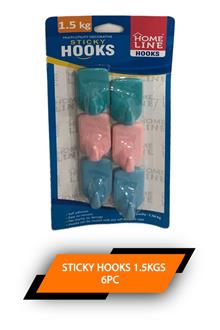 Homeline Sticky Hooks 1.5kgs 6pc